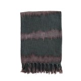 THROW WITH FRINGES ANTHRACITE PLUM 175    - BLANKETS